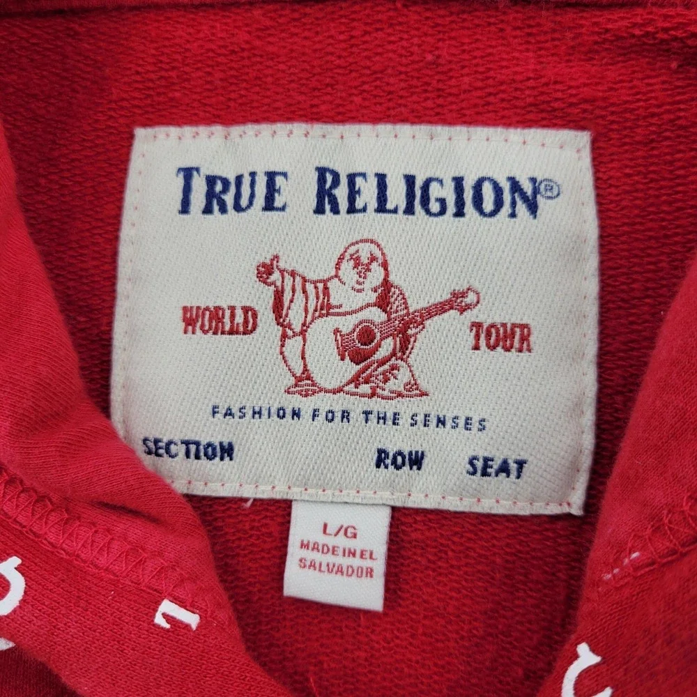 True Religion Tracksuit Mens Medium Red Monogram Zip Hoodie‎ Jogger 2 Piece Set